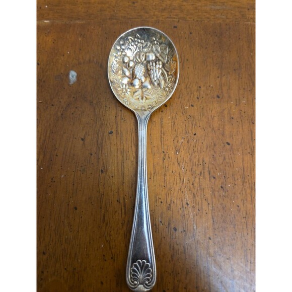 Sheffield England Silver Plated Berry Embossed EPNS Serving Spoon Vintage - Picture 1 of 3